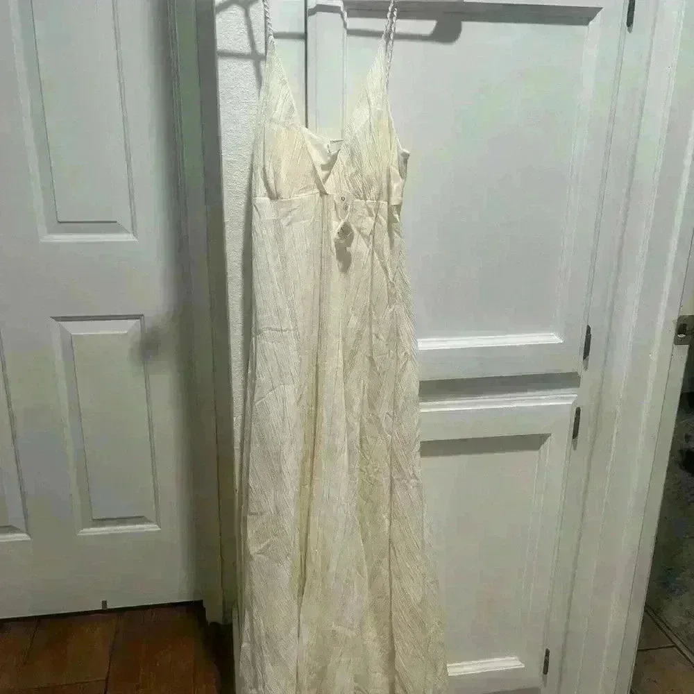 NWT FLORABELLA cream and gold strip dress size small - Picture 3 of 7